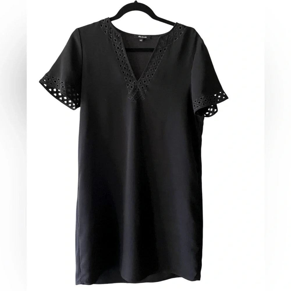 Madewell Ballad Tunic Dress Black Short Sleeve Mini Dress Size 6 - Picture 7 of 7